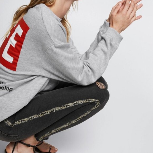Zara Gray Jeans with Snakeskin Sides - Picture 1 of 9